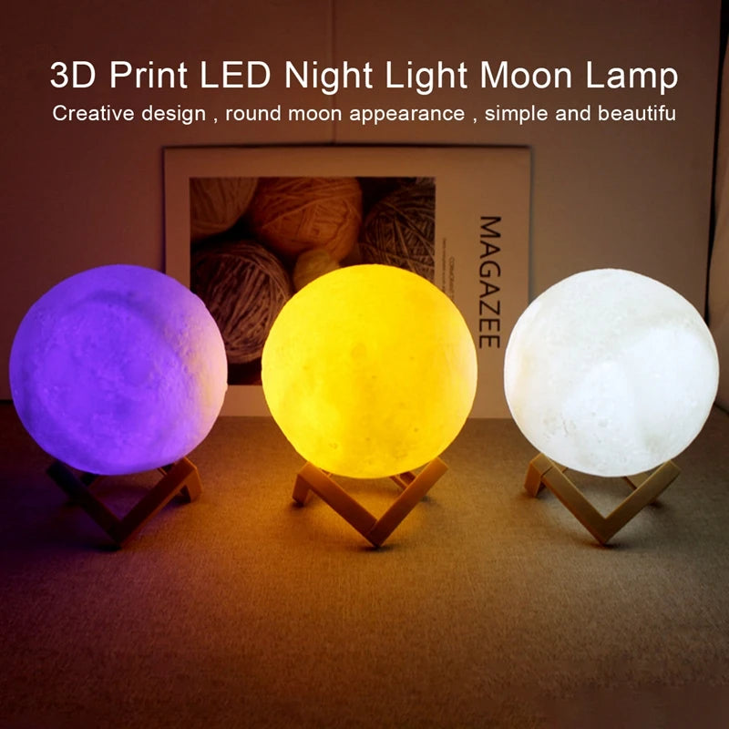 LÂMPADA Lunar 3D Impressionante , Lua Cheia Abajur led 7 cores